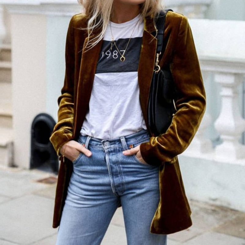 Maisie – Mid Length Long Sleeve Blazer with Buttons