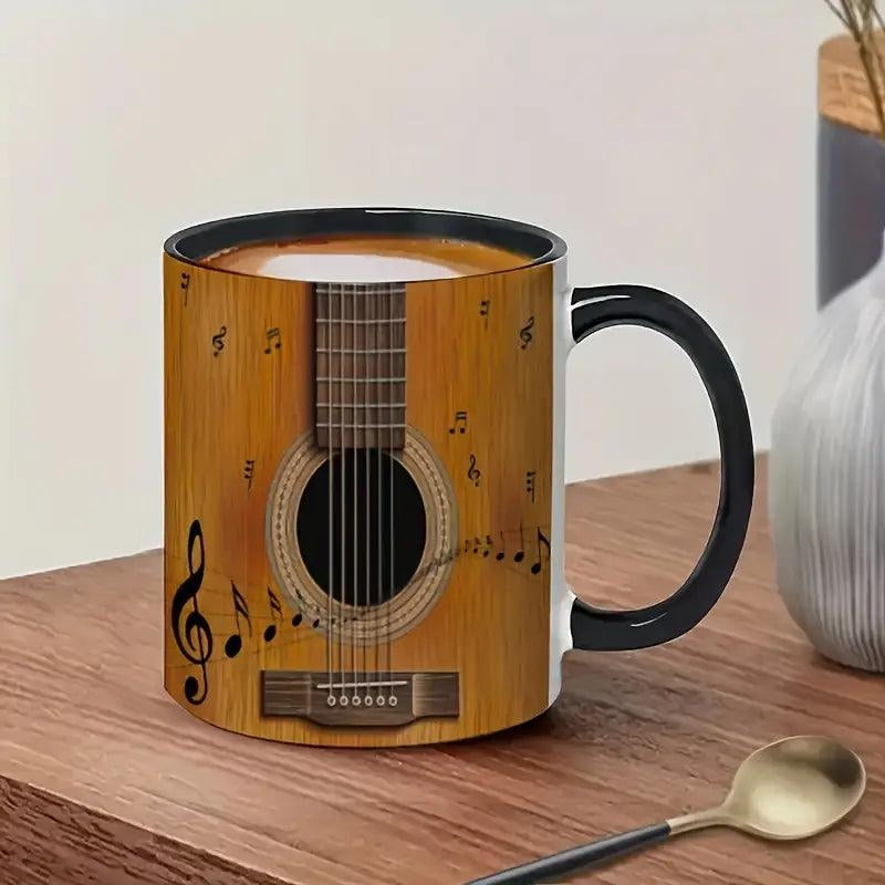 StrumSip – Tasse à café avec anse et thème inspiré de la guitare
