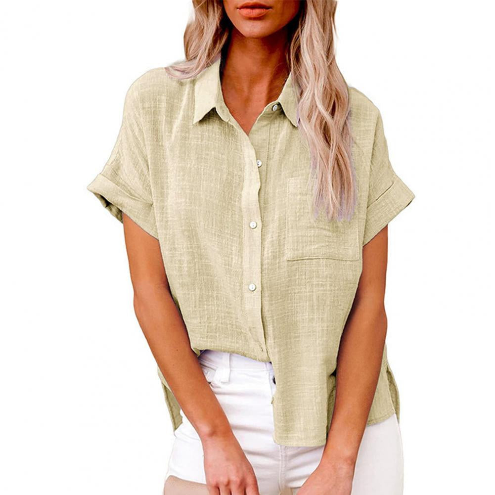 Sofia – Bluza casual largă cu mâneci scurte și nasturi
