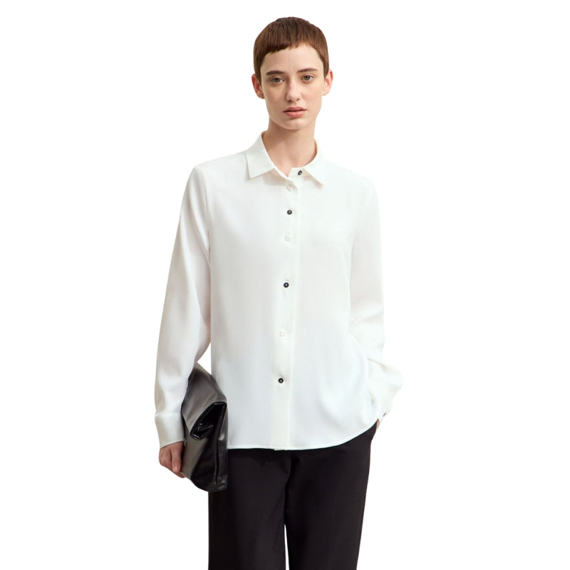 Olivia - Bluza cu Detalii cu Nasturi și Guler Clasic