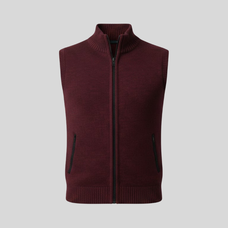 Gilet da uomo senza maniche con collo alla coreana e cerniera
