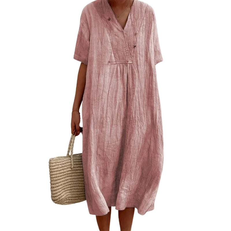 Mia - Robe moderne à manches courtes et col en V