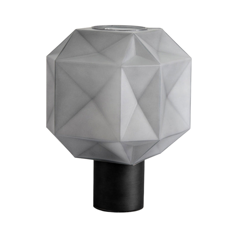GlassGlow – Lampă de masă Cubo cu abajur din sticlă fumurie