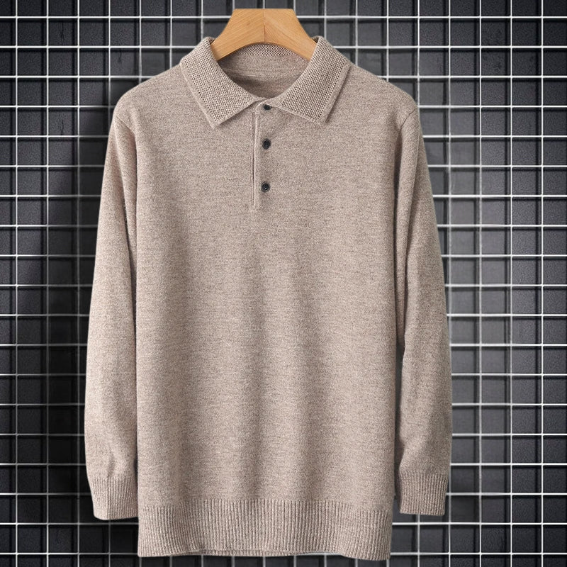 Cassius – Long Sleeve Slim Fit Sweater With Button Collar