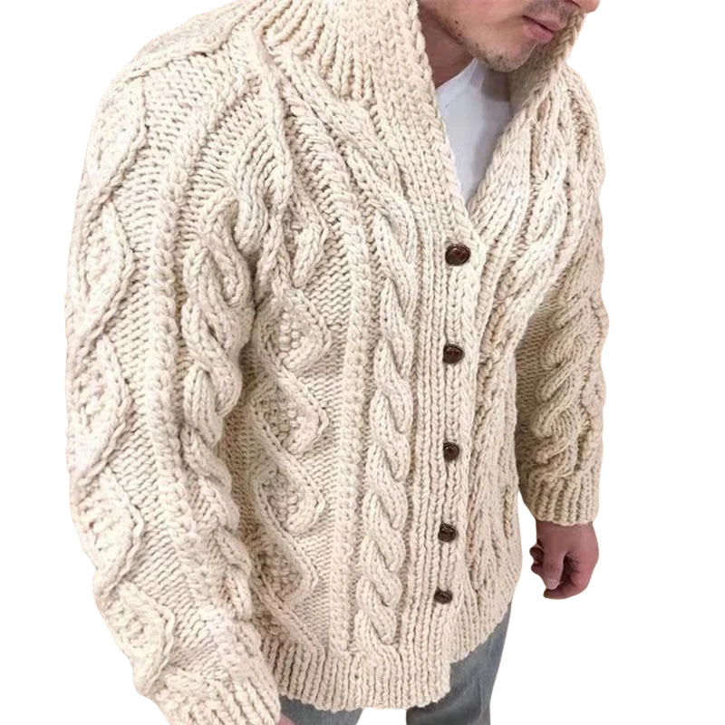 Victor – Knitted Cardigan with Stand-Up Collar and Long Sleeves