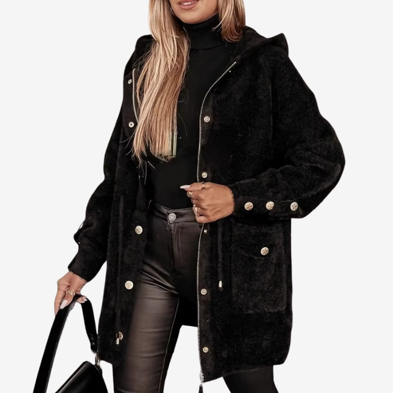 Aaliyah - Long sleeve coat with zip closure