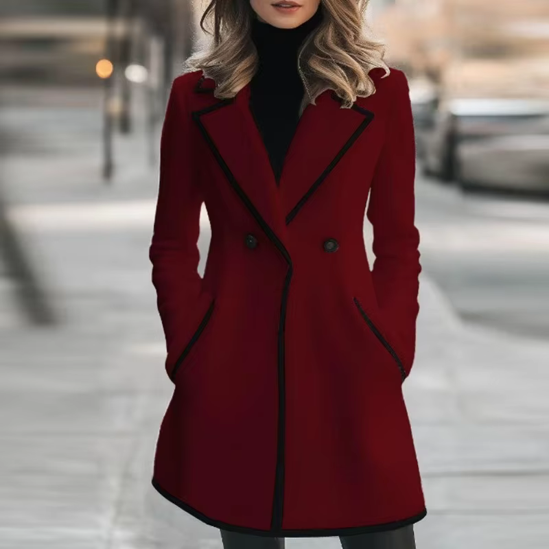 Amara - Long sleeve coat with lapel collar and buttons