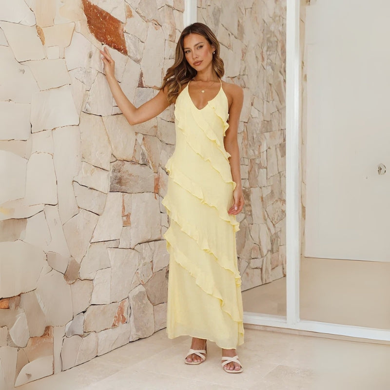 Addison – Lightweight Maxi Dress with Spaghetti Straps and Ruffles