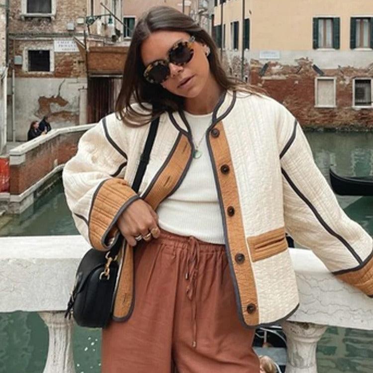 Isabella - Doudoune courte élégante avec design colorblock et coupe décontractée