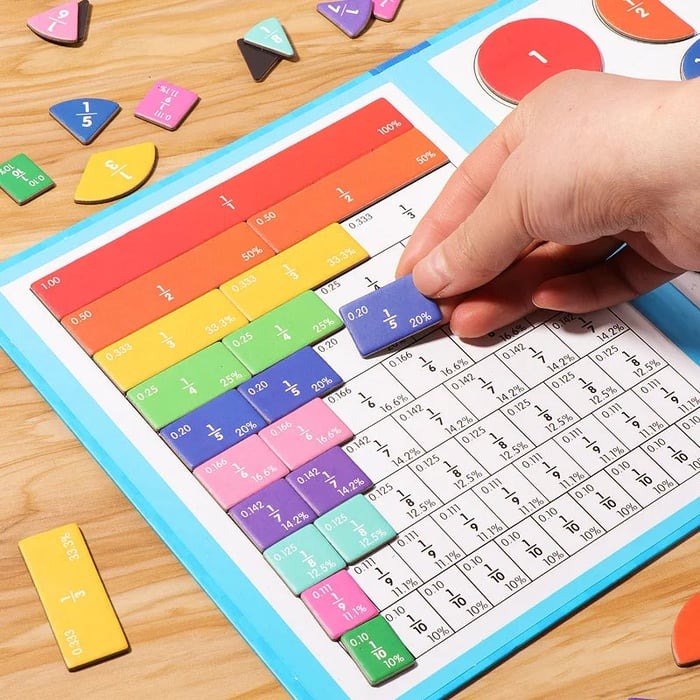 FractionMaster - Montessori magnetic puzzle book for learning fractions