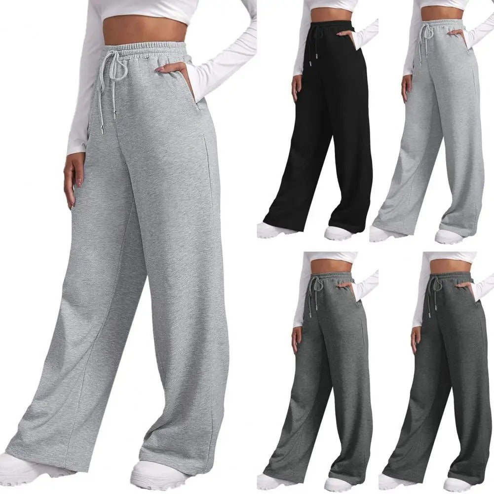 Maria - Pantaloni sport confortabili cu picioare largi, talie elastică și buzunare