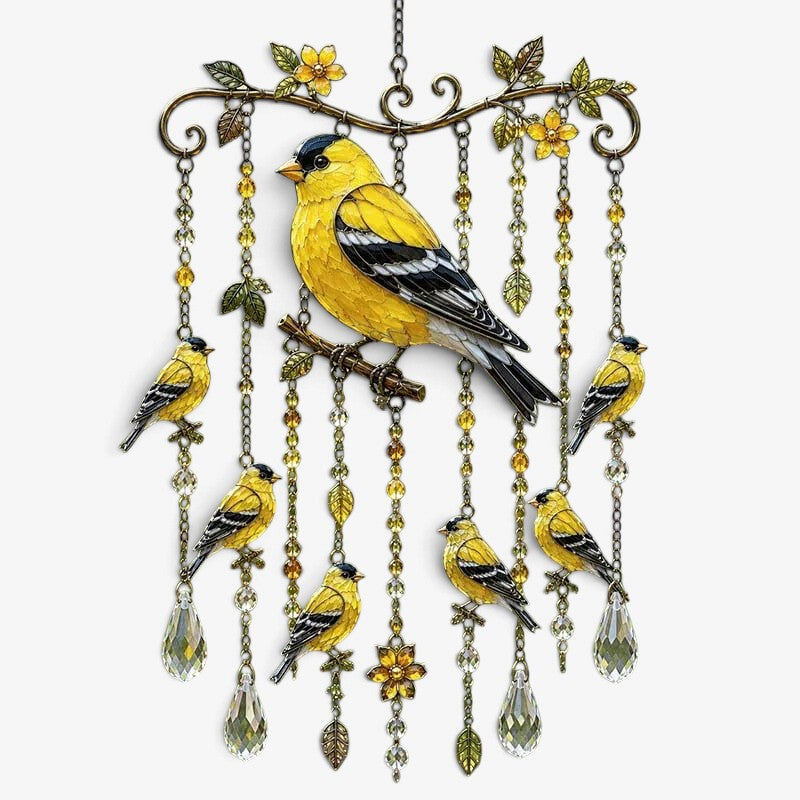 Birdglimmer – ornament pentru captarea razelor soarelui și clopoțel de vânt cu design cu păsări