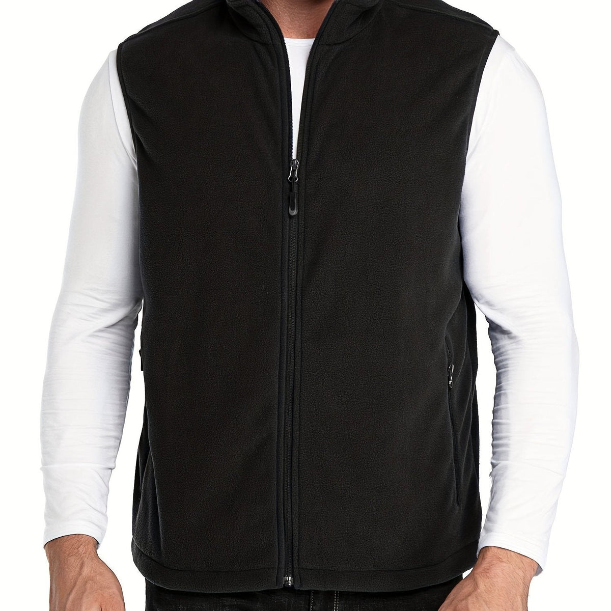 Chaleco polar ZipFleece sin mangas, con cierre de cremallera completa y cuello alto