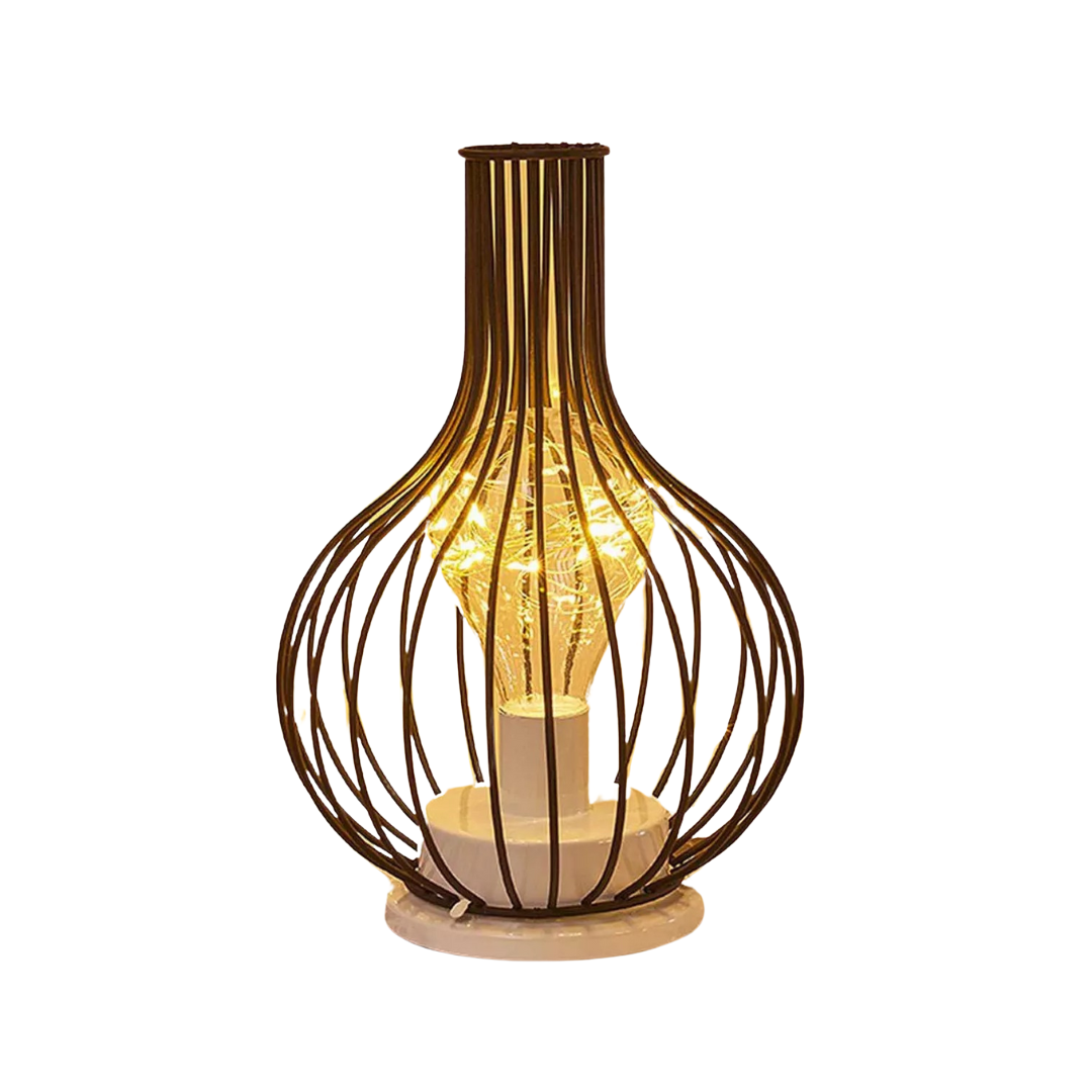 GlowNest – Nowoczesna lampa stołowa w klatce dla stylowego i eleganckiego akcentu