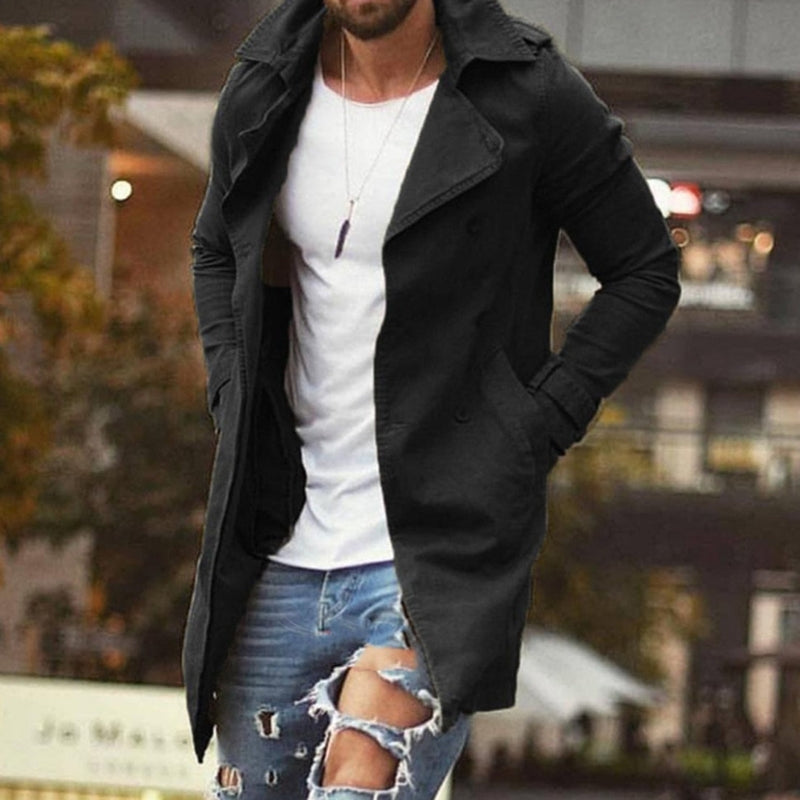 Joseph - Long Sleeve Full-Length Coat with Button Closure and Multiple Side Pockets