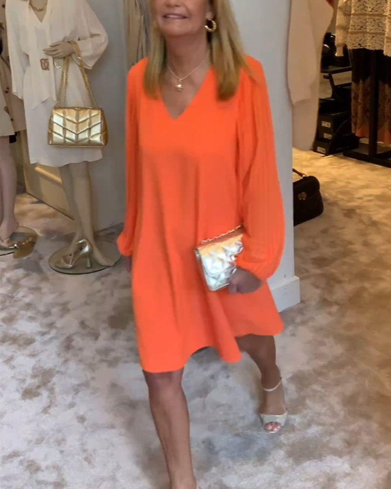 SpringGlow™ - Lantern Sleeve Dress