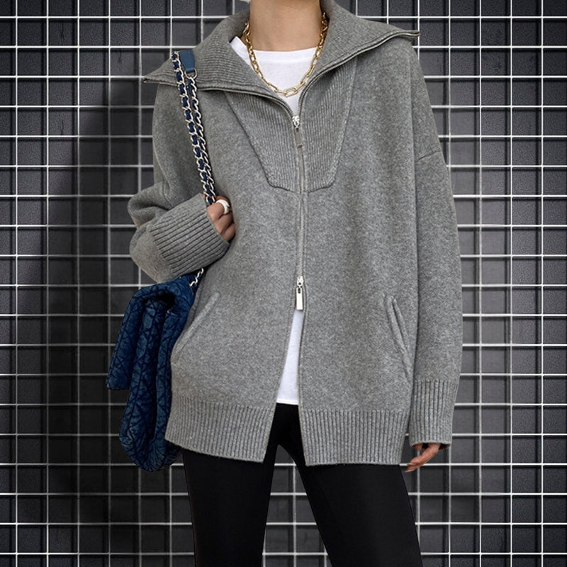 Paige – Cardigan ampio con maniche lunghe e doppia cerniera