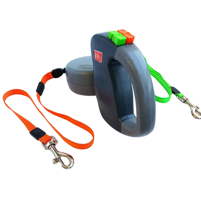 FlexiPaws – Dubbele Uitschuifbare Hondenriem met 360° Draaibare Connector