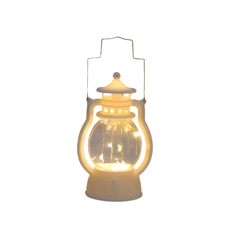 GlowNest – Retro okrągła latarnia z LED-owym światłem świecy i uchwytem