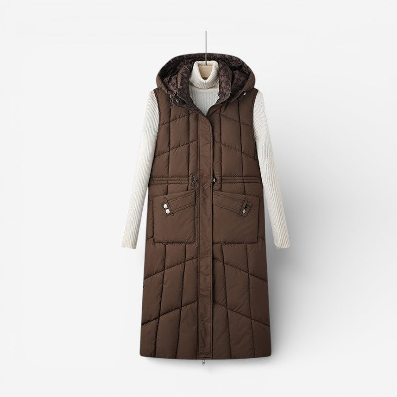 Rebecca - Double-Sided Quilted Long Jacket with Side Pockets