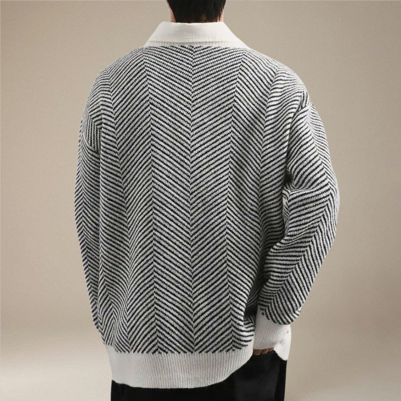 William – Long Sleeve Printed Cardigan With V-Neck And Buttons