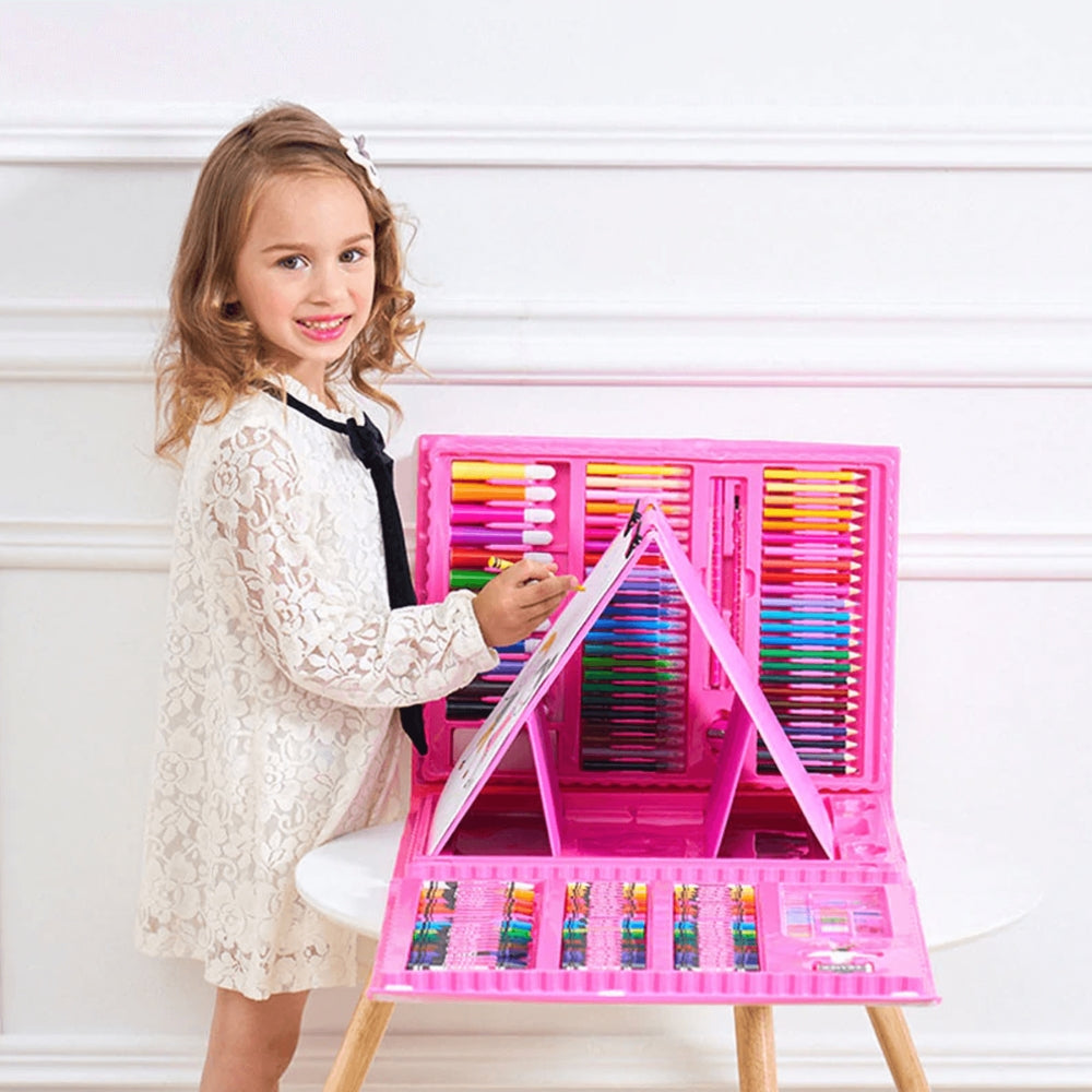 CraftiKidz – Kompletny zestaw 208 przyborów do rysowania dla początkujących twórców i młodych artystów