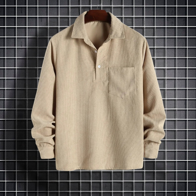 William – Pull à manches longues avec col boutonné et poches