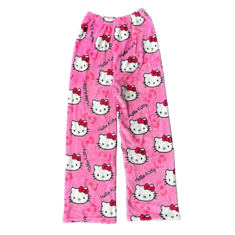 Grace - Pantalon ludique à imprimé chat avec coupe décontractée et taille élastique