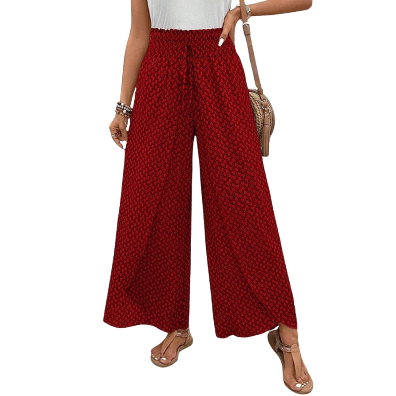 Alice – Wide-Leg Pants with Elastic Waist and Geometric Pattern