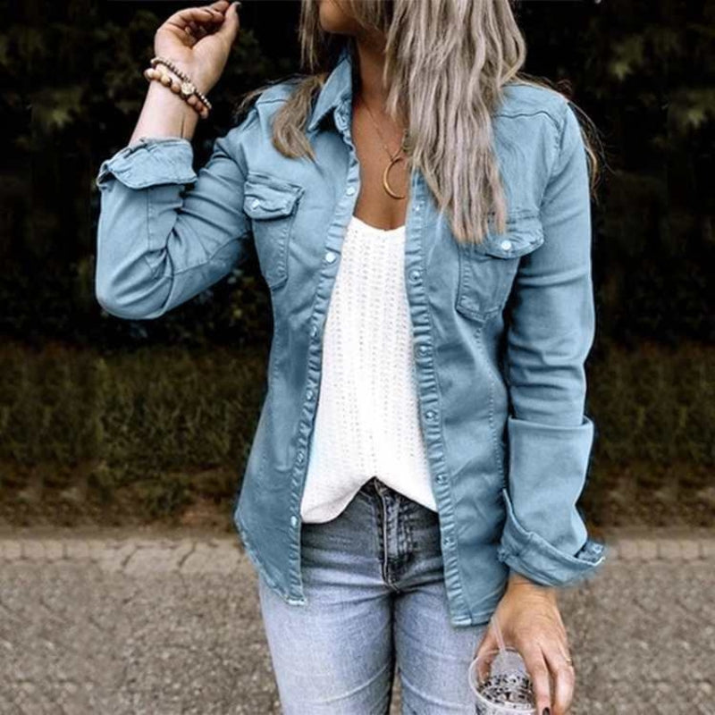 Jacqueline - Veste à manches longues avec fermeture à boutons et poches poitrine