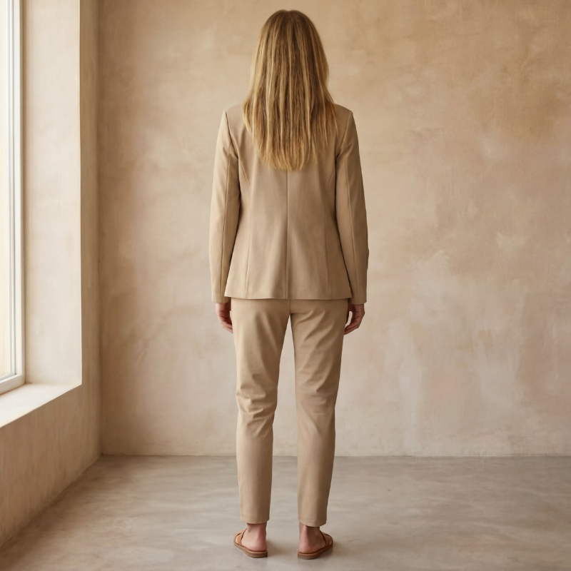 Women’s 3-piece Set with Fitted Top, Buttoned Jacket & Tapered Pants