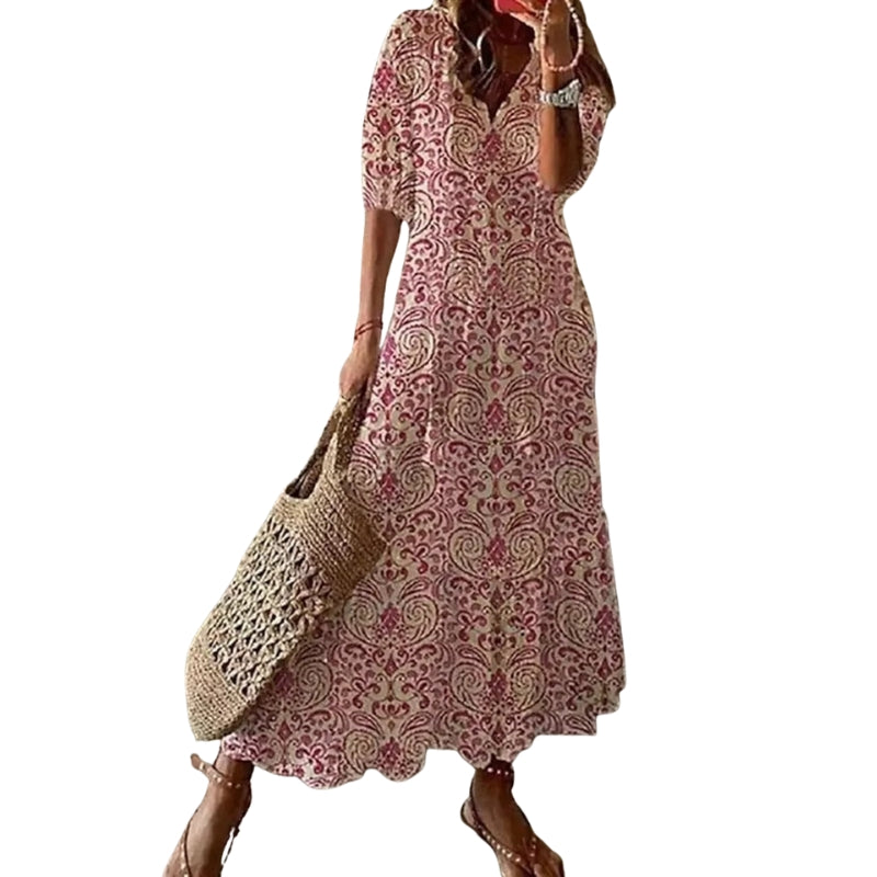 Caroline – Rochie casual cu imprimeu floral și decolteu în V flatant