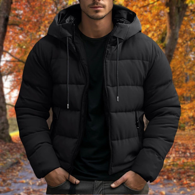 Jacket – Long Sleeve Puffer Jacket with Adjustable Hood and Pockets