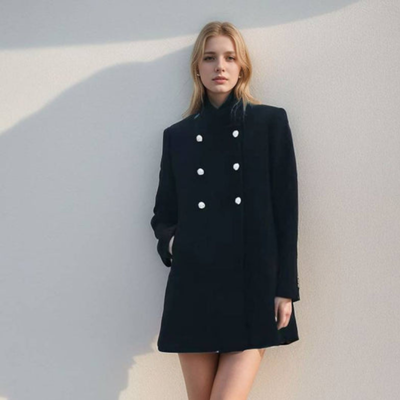 Victoria - Long Sleeve Coat with Button Closure