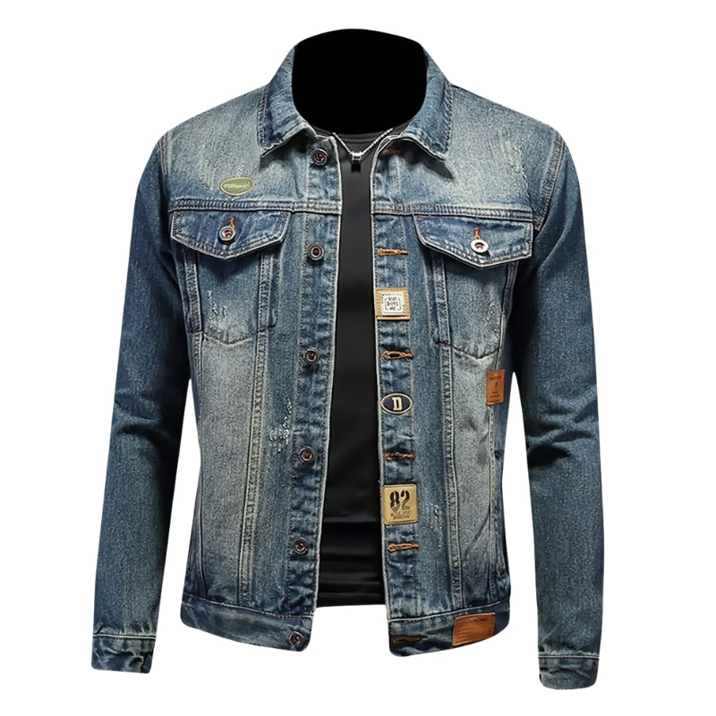 Victor – Jachetă din denim cu mâneci lungi, guler clasic și buzunare