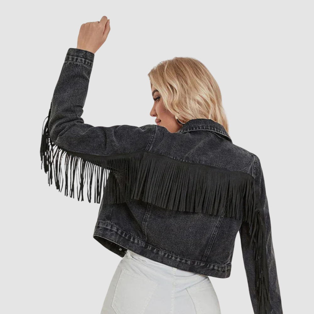 Aria – Giacca di Jeans Lunga con Tasche