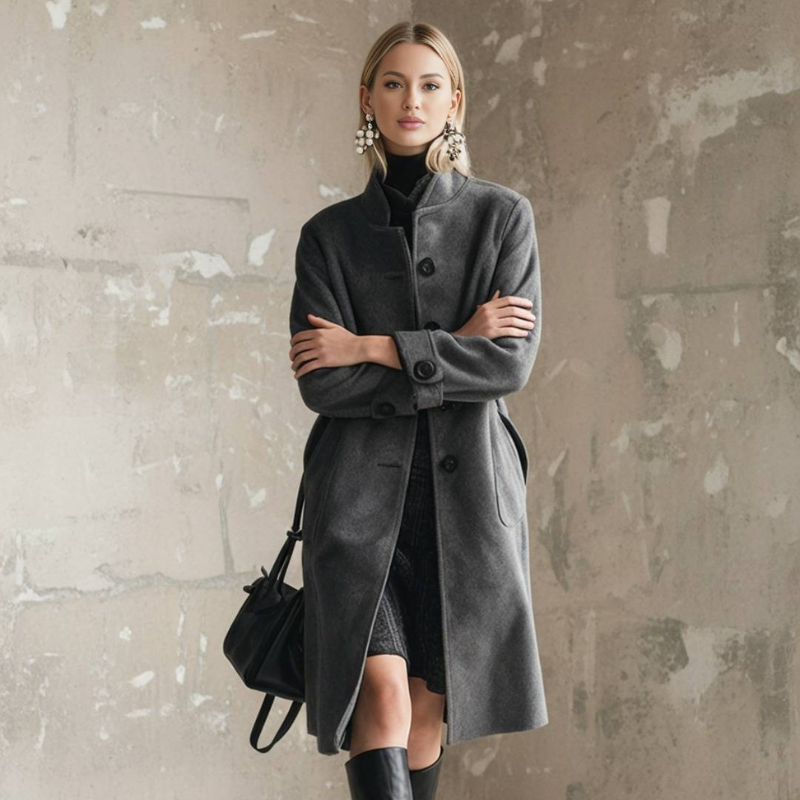 Florence – Manteau mi-long avec fermeture à boutons et poches