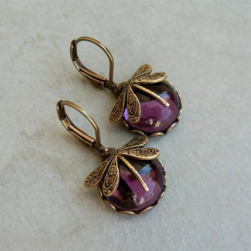 Lisa - Earrings with Hanging and Dragonfly-Inspired Design