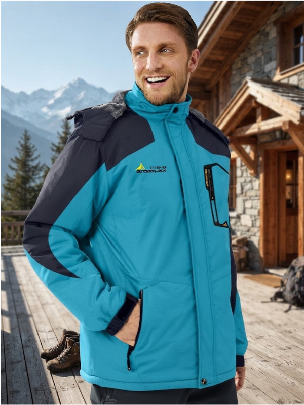 SnowGuard - Pánska lyžiarska bunda s nastaviteľnou kapucňou a vreckami na zips
