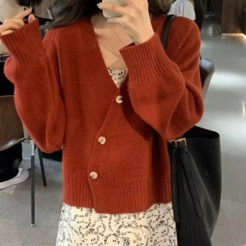 Amelia – Long Sleeve Cardigan with V Neck and Buttons