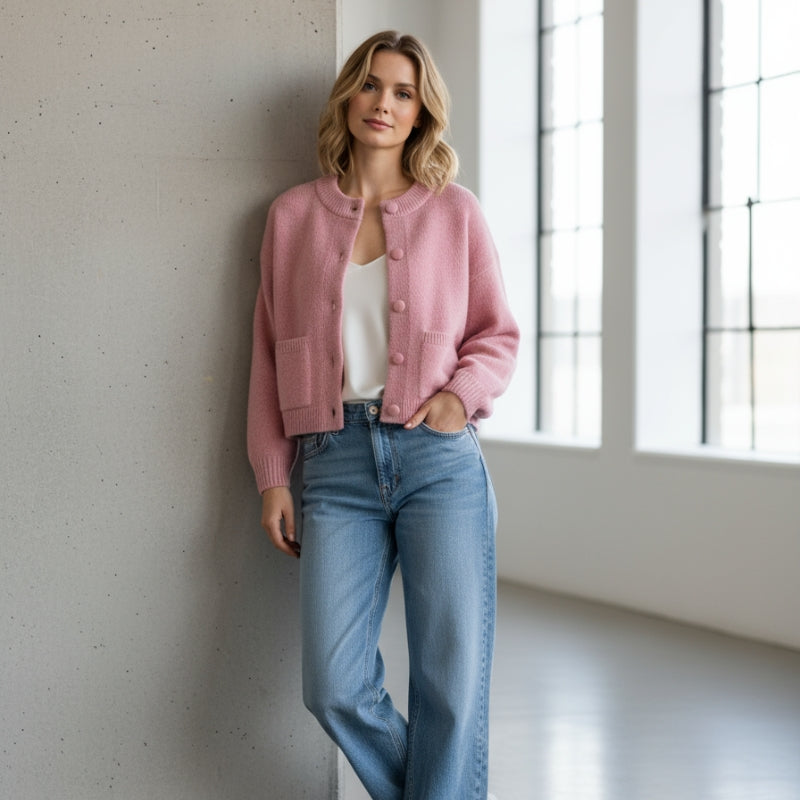Myrthe – Cardigan à manches longues avec fermeture à boutons