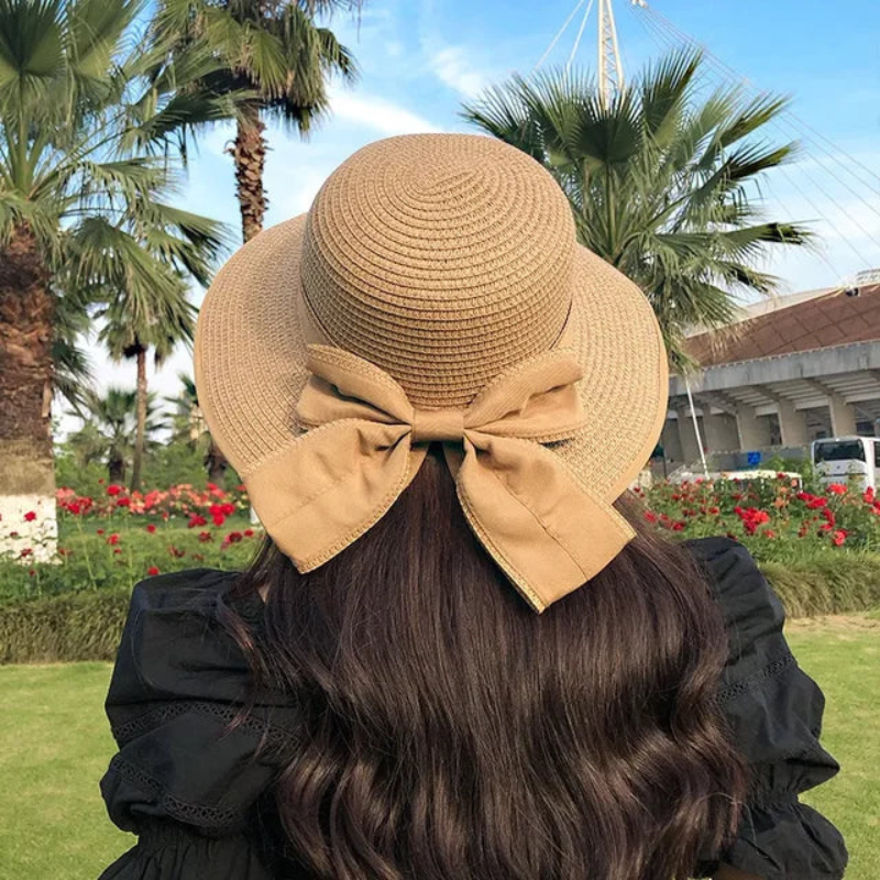 Solenne - Wide Brim Hat with Decorative Bow Design