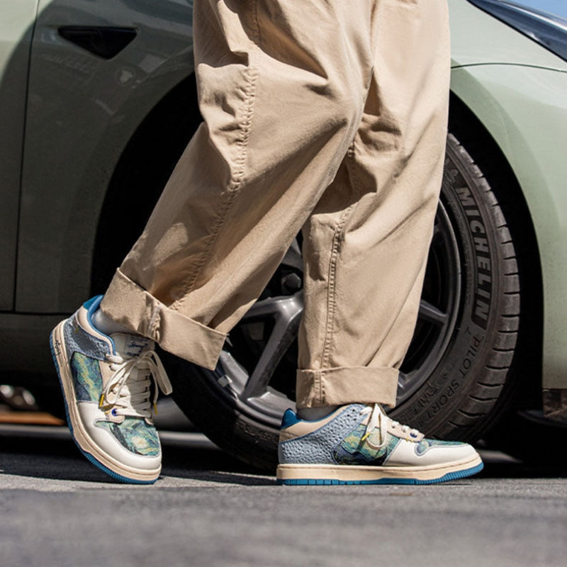 Paul – Sneakers with Printed Flat Sole and Round Toe