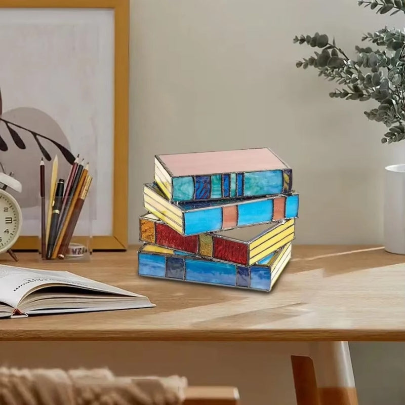 LumaStack – Lampe de table décorative moderne en forme de livre avec mosaïque multicolore
