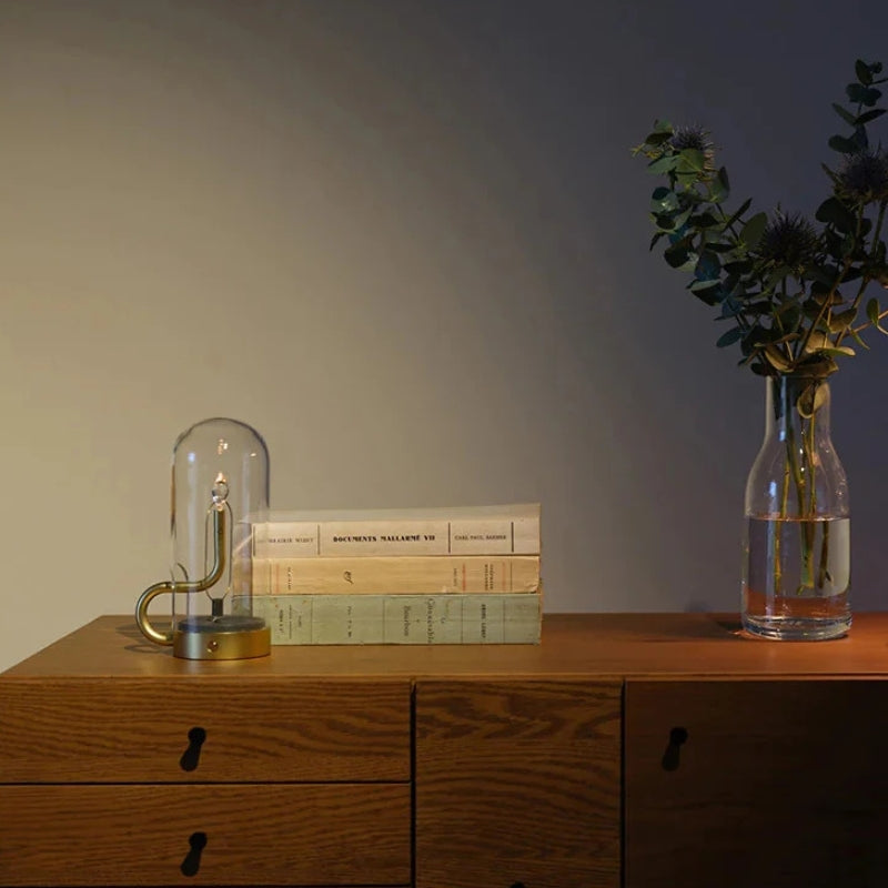 GlowDrop – LED Table Lamp with Water Drop Flame and Rechargeable Design