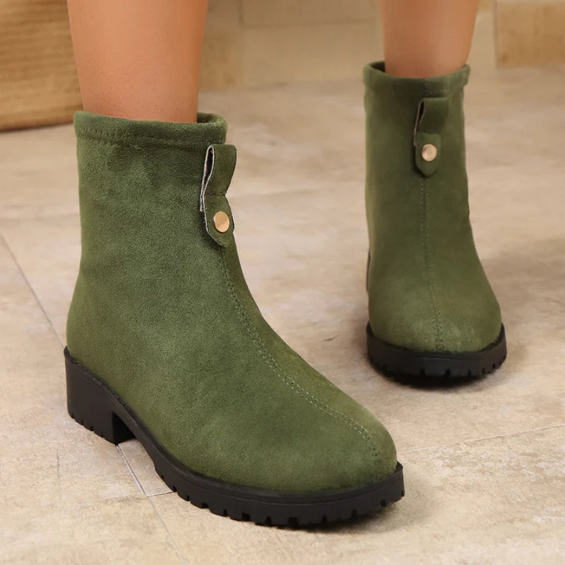 Vireya – Round Toe Ankle Boots with Non-Slip Sole
