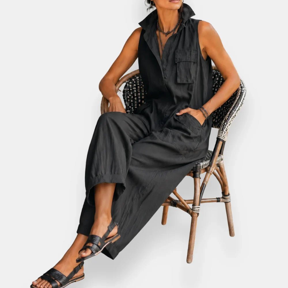 Sleeveless Jumpsuit with Pockets for Women