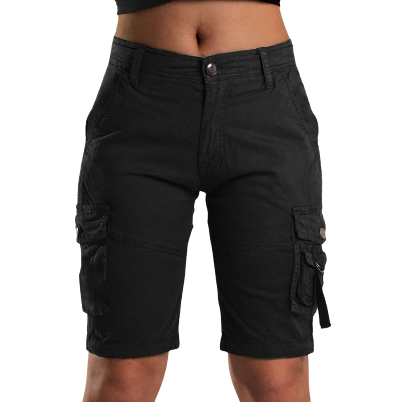 Lena – Pantaloncini Cargo Donna Flessibili con Vita Regolabile e Tasche Portaoggetti