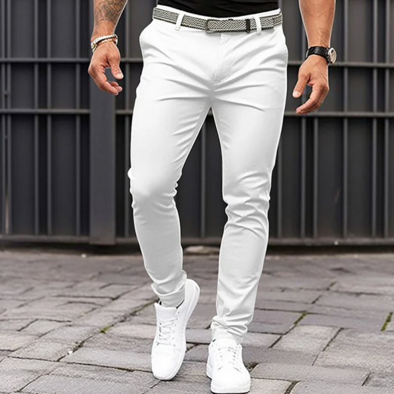 Pantaloni casual bărbătești slim fit cu buzunare laterale