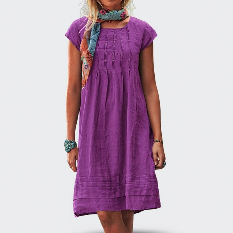 Diana - Mini Dress with Round Neck and Short Sleeves